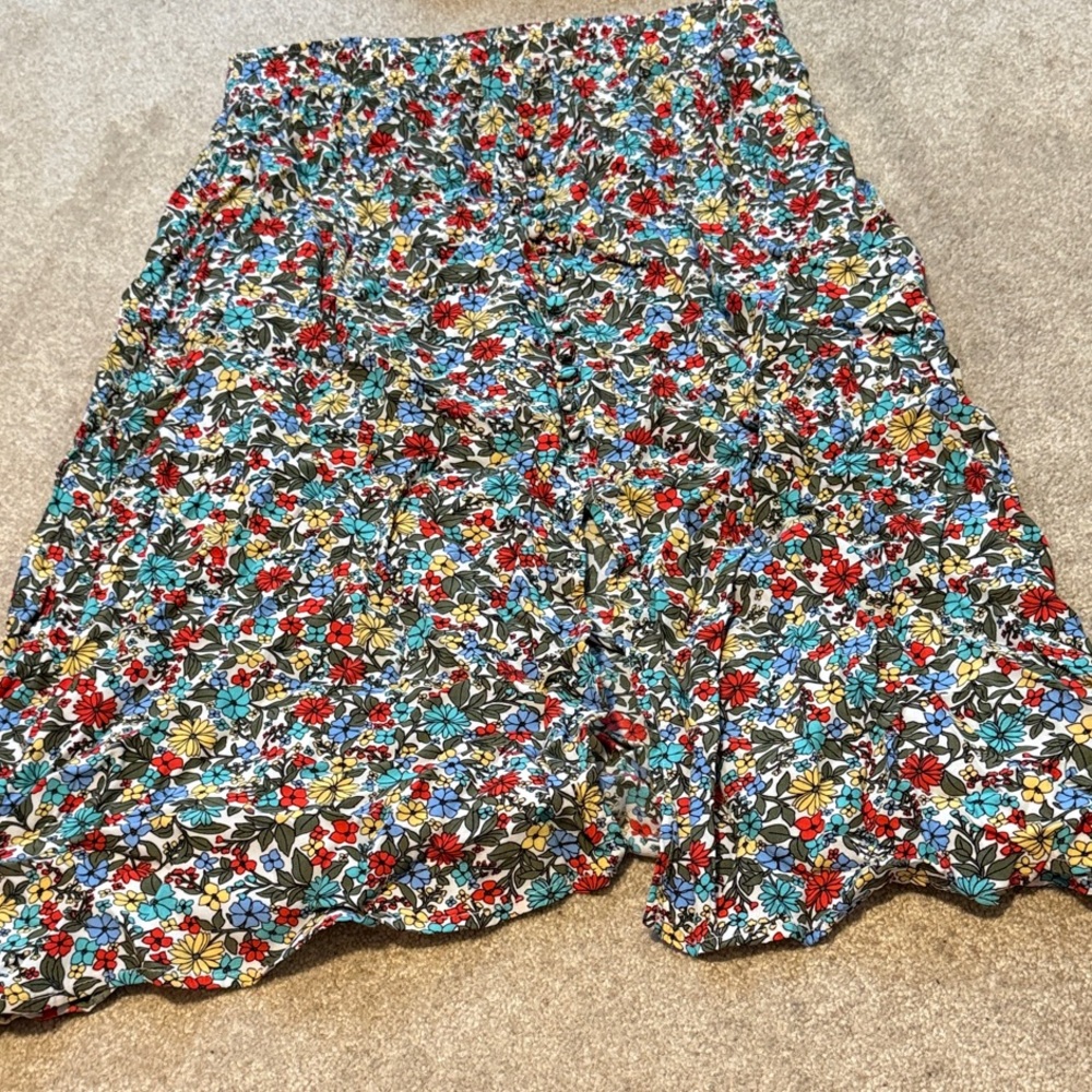LOFT Colorful Floral midi Skirt